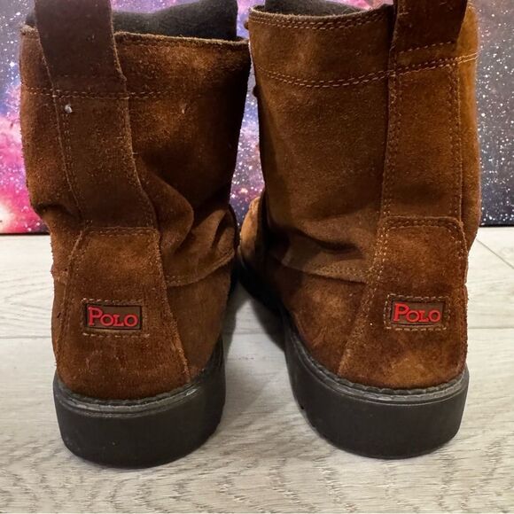 POLO Ralph Lauren Boots RANGER HI Combat Youth Sz 7 Brown Leather Moc Toe /40 EU - Picture 5 of 11